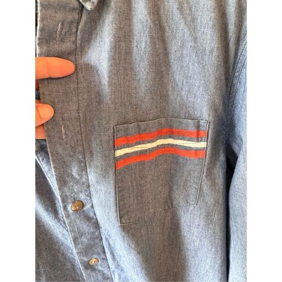 Solid & Striped Oversized Chambray Button Down Shirt Women’s Small - Picture 3 of 9